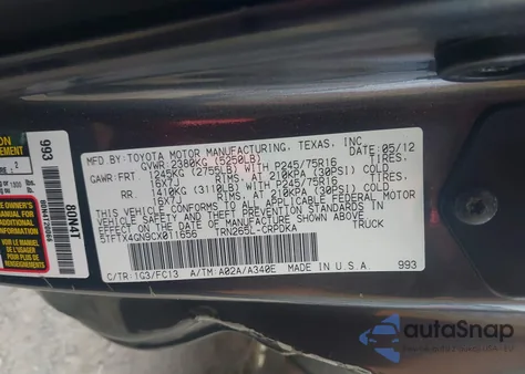 2012 Toyota Tacoma Prerunner from USA, damaged, VIN 5TFTX4GN9CX011656